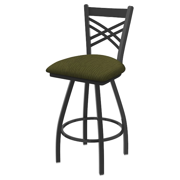 36" Swivel Bar Stool, Pewter Finish, Graph Parrot Seat